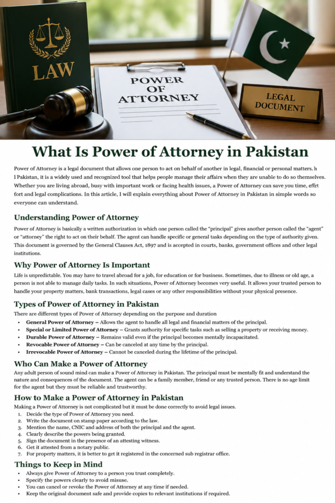 What Is Power of Attorney in Pakistan